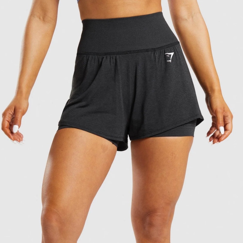 Gymshark Black and Maroon Athletic Shorts